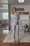 2-teilige loungewear kombination - gemütliches graues outfit für damen