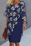 Blumenüberwurf-kleid - elegantes damenkleid mit chiffon-details