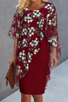 Blumenüberwurf-kleid - elegantes damenkleid mit chiffon-details
