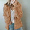 Teddy-Fleece-Mantel mit Kapuze für Damen – weicher Wintermantel mit Reissverschluss