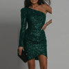 Pailletten-ein-schulter-kleid - elegante abendmode für damen