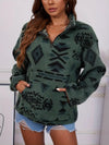 Teddy-fleece halbzip sweatshirt - lässiger damenpullover