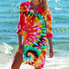 Dämmige tie-dye strandkleid - farbige sommerüberwurf