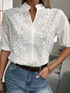 Damen blumenbestickte bluse - exquisite weisse floral design