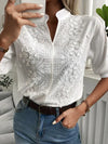 Damen blumenbestickte bluse - exquisite weisse floral design