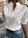 Damen blumenbestickte bluse - exquisite weisse floral design