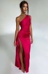 Ein-schulter kleid - exquisites abendkleid mit schicker hohslit