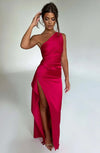 Ein-schulter kleid - exquisites abendkleid mit schicker hohslit