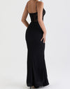 Maxikleid mit spitzen-oberteil - edles schwarzes abendkleid für damen