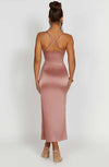 Schicke midi-kleid - elegante damen abendrobe mit seitlichem schlitz