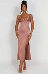 Schicke midi-kleid - elegante damen abendrobe mit seitlichem schlitz