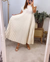 Faltensleeveless kleid - stilvolles midi-kleid für frauen
