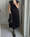 Faltensleeveless kleid - stilvolles midi-kleid für frauen
