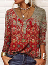 Rote damen langarm oberteil mit muster - bohemian stil shirt