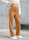 Hochglanz-hose - stilvolle damenhosen mit schickem knopf-detail