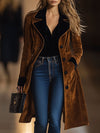 Langer wildleder-trenchcoat - elegante oberbekleidung für frauen