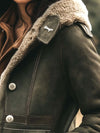 Damen Retro Wildlederjacke - warme klassische Winterjacke mit luxuriöser Fütterung