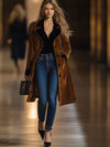 Langer wildleder-trenchcoat - elegante oberbekleidung für frauen