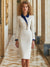 Weisses kleid - sophisitizierts midi-kleid mit revers für frauen