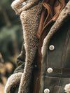 Damen Retro Wildlederjacke - warme klassische Winterjacke mit luxuriöser Fütterung