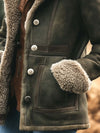 Damen Retro Wildlederjacke - warme klassische Winterjacke mit luxuriöser Fütterung