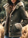 Damen Retro Wildlederjacke - warme klassische Winterjacke mit luxuriöser Fütterung