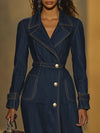 Navy denim trenchcoat - klassische langarmjacke für frauen