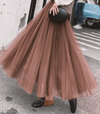 Tüll maxi rock - eleganter, hoch taillierter damenrock