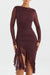 Pflaume langarm rüschen midi-kleid - elegant und stilvoll