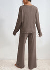 2-teilige lounge-kombination - gemütliches damen-rippstrick-pyjama-outfit