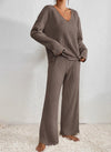 2-teilige lounge-kombination - gemütliches damen-rippstrick-pyjama-outfit
