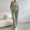 2-teilige lounge-kombination - gemütliches damen-rippstrick-pyjama-outfit