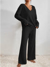 2-teilige lounge-kombination - gemütliches damen-rippstrick-pyjama-outfit