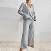 2-teilige lounge-kombination - gemütliches damen-rippstrick-pyjama-outfit
