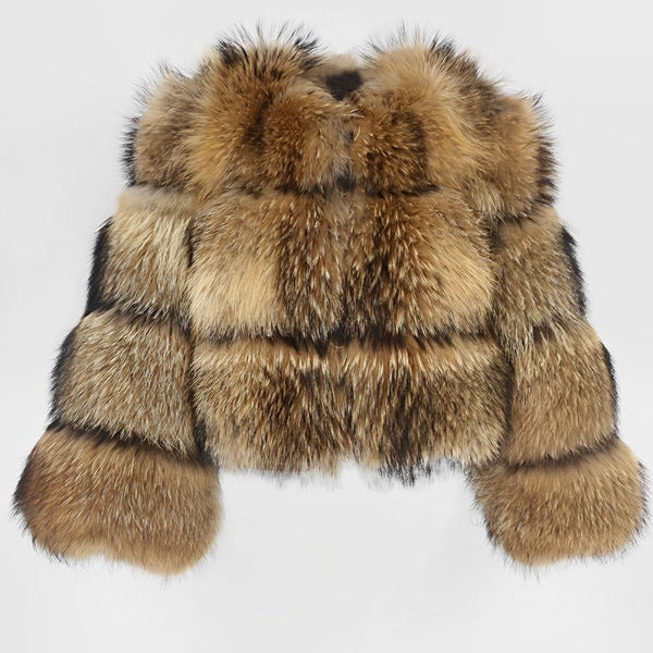 Luxuriösi Damenjacke us Kunstfell – Stilvolli brauni Winterjacke