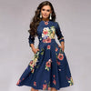 Blumen midi kleid - elegantes damenkleid mit taschen