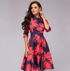 Blumen midi kleid - elegantes damenkleid mit taschen