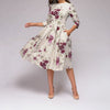 Blumen midi kleid - elegantes damenkleid mit taschen