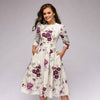 Blumen midi kleid - elegantes damenkleid mit taschen