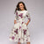 Blumen midi kleid - elegantes damenkleid mit taschen