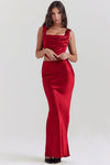 Rote satin maxi-kleid - stilvolle abendmode für damen