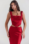 Rote satin maxi-kleid - stilvolle abendmode für damen